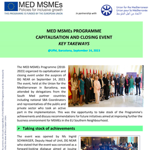 MED MSMEs Capitalisation and closing event - 14 09 2023 - TAKEAWAYS 