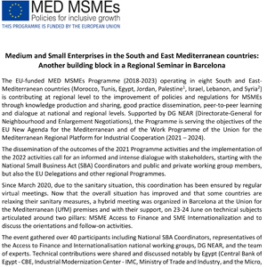 MED MSMEs English Press Release- Barcelona Seminar