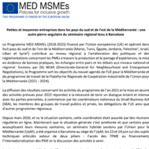 MED MSMEs French Press Release- Barcelona Seminar
